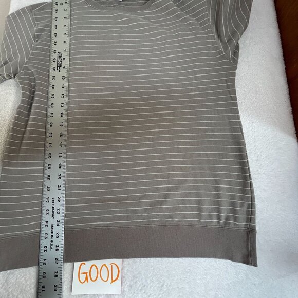 Uniqlo Unisex XL Striped Crew Neck Sweater Cotton Blend Stretch Pullover Brown - Picture 8 of 8